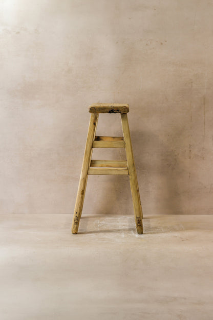 Vintage Rustic Elm Wood Stool - Medium - No 46