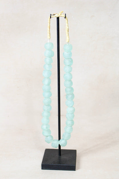 Ghana Glass Beads Necklace, Light blue - 85.10