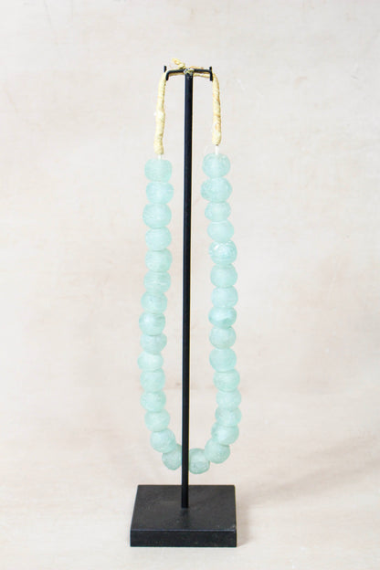 Ghana Glass Beads Necklace, Light blue - 85.10