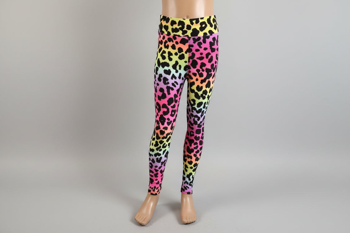 Neon rainbow leopard leggings