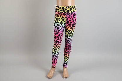 Neon rainbow leopard leggings