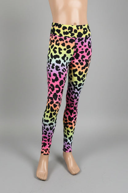 Neon rainbow leopard leggings
