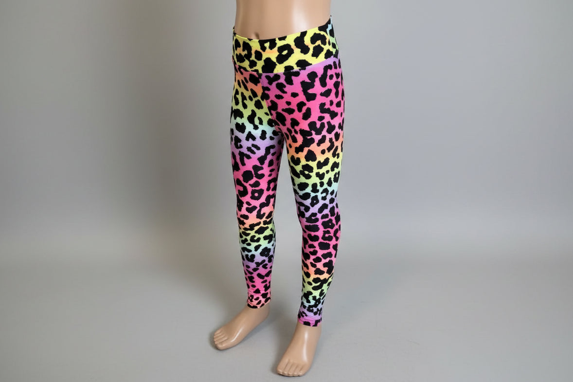 Neon rainbow leopard leggings