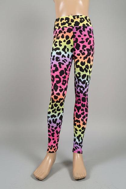 Neon rainbow leopard leggings