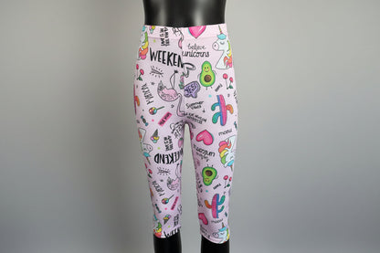Patterned Capri leggings, choice of size & design!