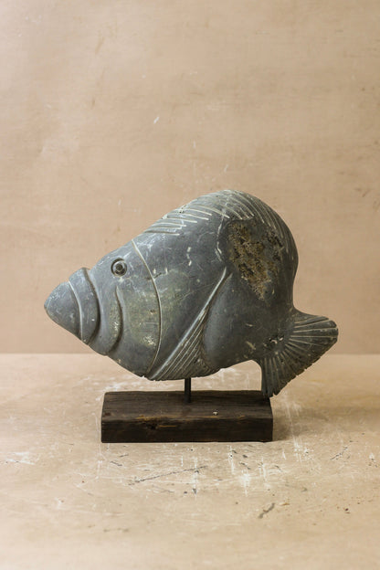 Stone Fish Sculpture - Zimbabwe - 35.6
