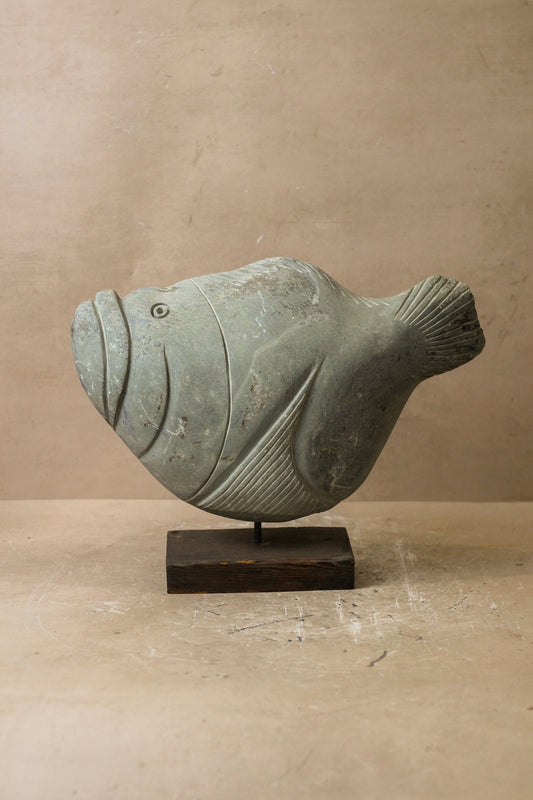 Stone Fish Sculpture - Zimbabwe - 35.7