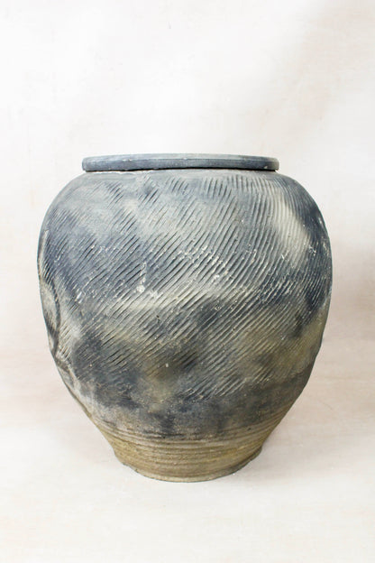 Vintage Textured Grey Pot - VT15