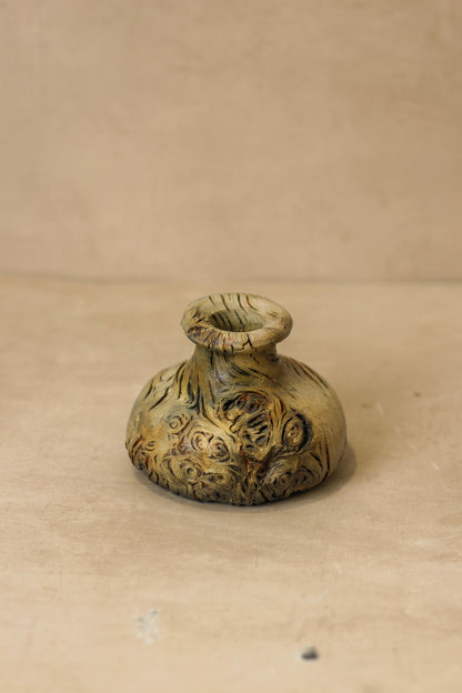 Vintage Small Wood Vase - No 3
