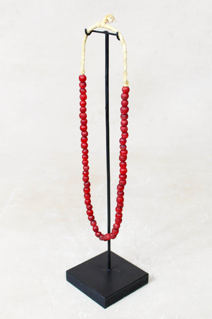 Ghana Glass Beads Necklace, White - 85.22