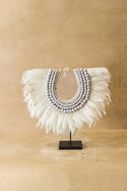 Handmade Feathers and Beads Necklace - 22.6