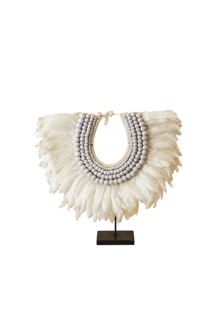 Handmade Feathers and Beads Necklace - 22.6