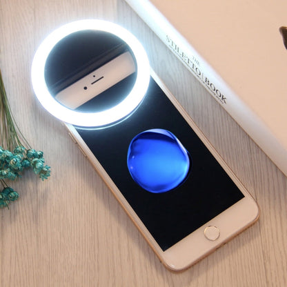 Charging Selfie Beauty Light For iPhone, Galaxy, Huawei, Xiaomi, LG, HTC and Other Smart Phones with Adjustable Clip & USB Cable