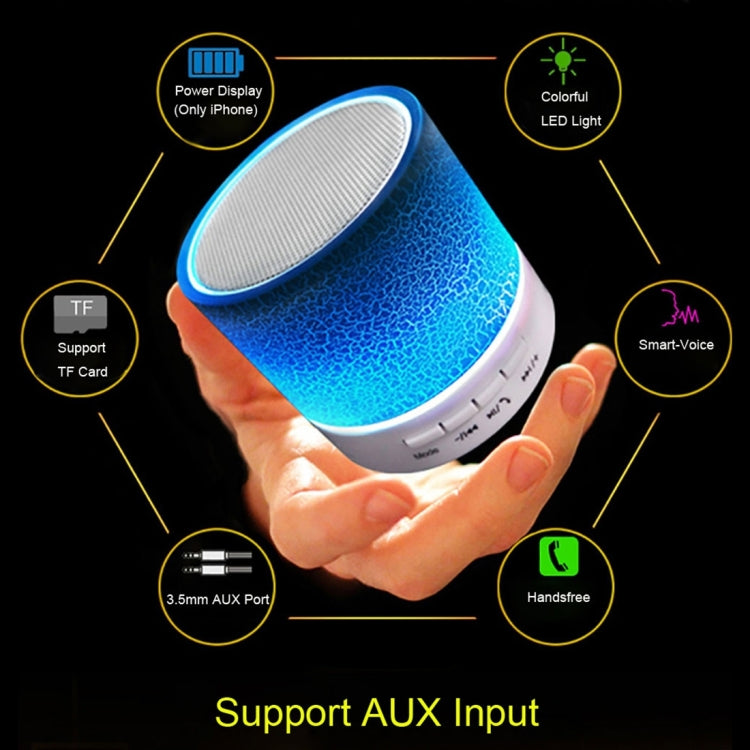 A9 Mini Portable Glare Crack Bluetooth Stereo Speaker with LED Light, Built-in MIC, Support Hands-free Calls & TF Card