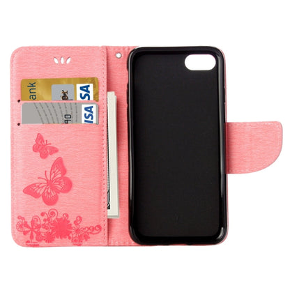 For  iPhone 8 & 7   Pressed Flowers Butterfly Pattern Horizontal Flip Leather Case with Holder & Card Slots & Wallet