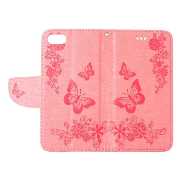 For  iPhone 8 & 7   Pressed Flowers Butterfly Pattern Horizontal Flip Leather Case with Holder & Card Slots & Wallet