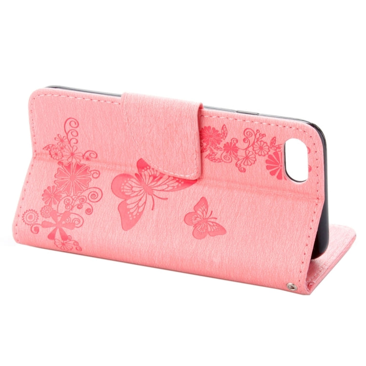For  iPhone 8 & 7   Pressed Flowers Butterfly Pattern Horizontal Flip Leather Case with Holder & Card Slots & Wallet