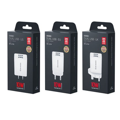 WK WP-U119 10W Dual USB Ports Travel Charger Power Adapter, US Plug, WP-U119 US Plug