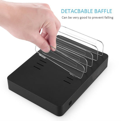 50W 6 USB Ports + 2 USB-C / Type-C Ports + Wireless Charging Multi-function Charger with LED Display & Detachable Bezel, EU Plug, EU Plug