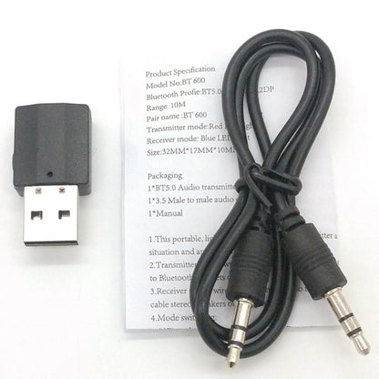 BT600 USB Wireless Audio 2 in 1 Bluetooth 5.0 Receiver & Transmitter Adapter, BT600 2 in 1