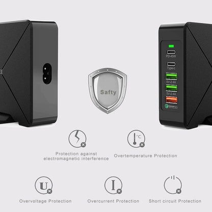 F88 3 x USB + 2 x USB-C / Type-C Ports QC3.0 Desktop Charger, F88