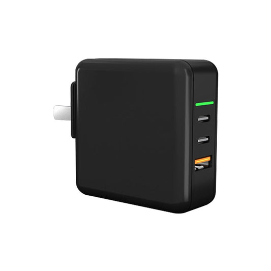 65W USB Ports x 1 + Type-C Port x 2 GaN Portable Mini Fast Charger Travel Charger with UK & US & EU Plug Set
