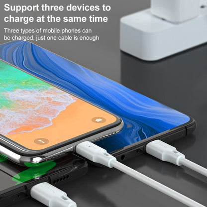 WK WDC-103 3A 3 In 1 8 Pin + Micro USB + Type-C / USB-C Fullspeed Pro Charging Data Cable, Length: 1.15m
