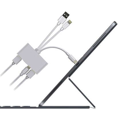 5 in 1 8 Pin + Type-C / USB-C + USB + TF Card + SD Card Multi-function Camera Reader Adapter, 5 in 1