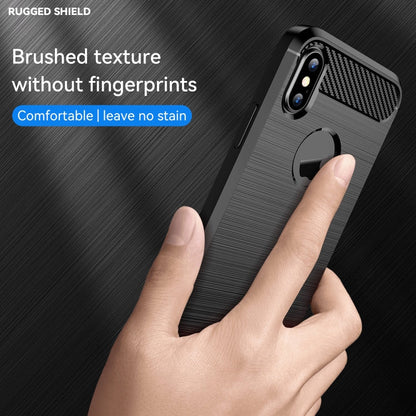 For iPhone X / XS Carbon Fiber TPU Brushed Texture Shockproof Protective Back Cover Case, For iPhone X / XS