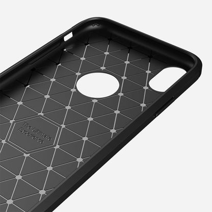 For iPhone XR Brushed Texture Carbon Fiber Shockproof TPU Protective Back Case, For iPhone XR