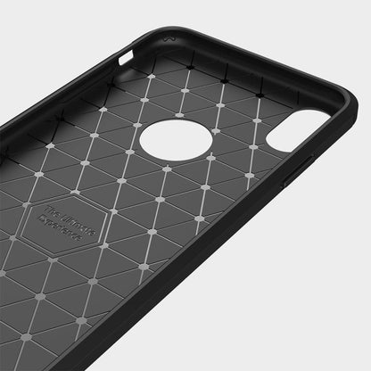 For iPhone XS Max Brushed Texture Carbon Fiber Shockproof TPU Protective Back Case, For iPhone XS Max
