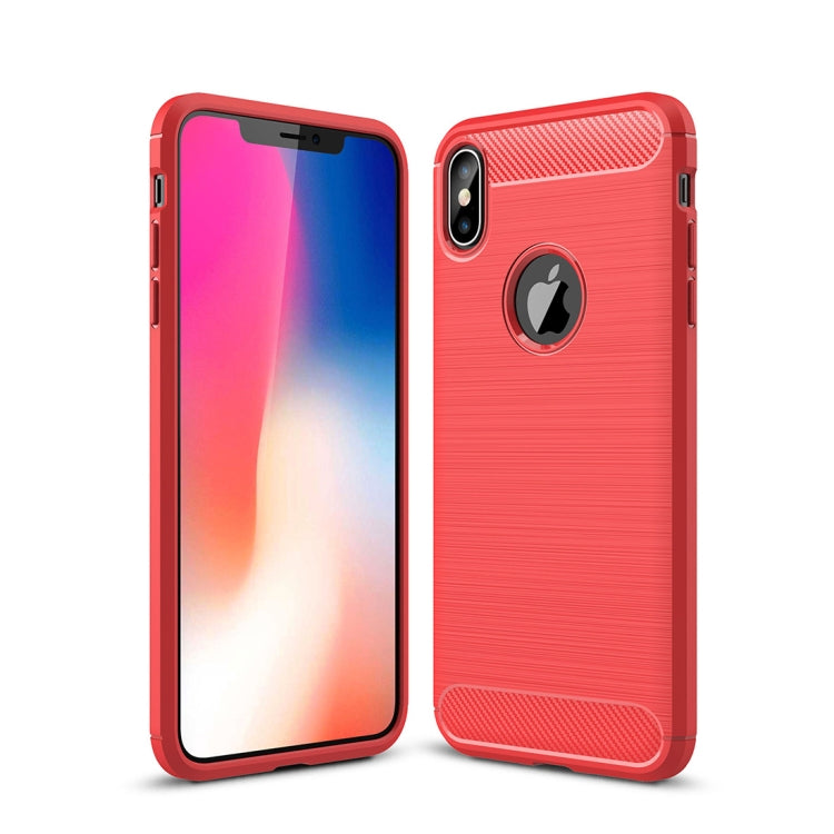 For iPhone XS Max Brushed Texture Carbon Fiber Shockproof TPU Protective Back Case, For iPhone XS Max