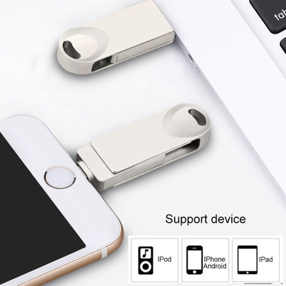 S29 3 in 1 128GB Micro USB + USB + 8 Pin Interface Metal Twister Flash Disk, 128GB