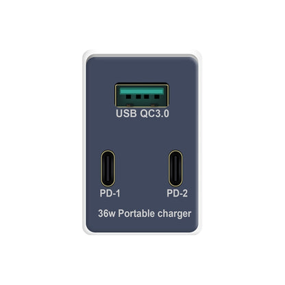 WLX-X3 36W 90 Degrees Foldable Pin Portable Multi-function USB Charger, US Plug