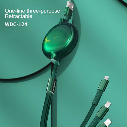WK WDC-124 3A 3 In 1 8 Pin + Type-C / USB-C + Micro USB Bona Series Telescopic Charging Data Cable, Length: 1.5m