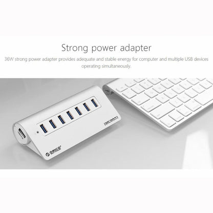 ORICO M3H7-V1 Aluminum Alloy 7 USB 3.0 Ports HUB with 30W Power Adapter, M3H7-V1