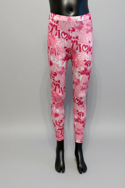 Girls 'I Love You' design full length leggings