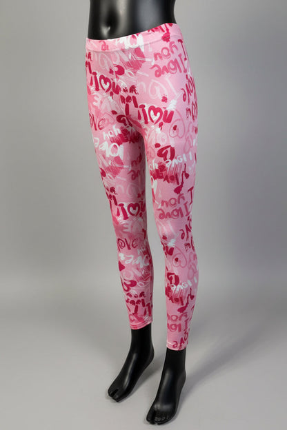 Girls 'I Love You' design full length leggings