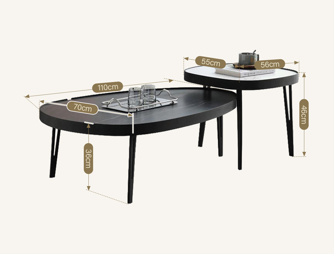 Inca Coffee Table Set, Sintered Stone