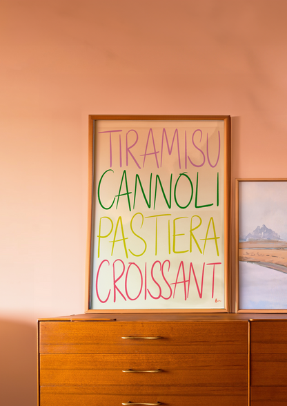 Dessert Lovers | Colourful Cheeky Bold Italian Kitchen Print