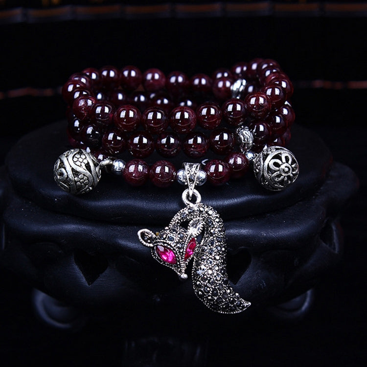 Fashion Jewelry Accessory Garnet Beads Bracelet, White Jade, Pink Crystal & Cat, Pink Crystal & Elephant & Fish, Red Agate & Elephant, Red Agate & Pi Xiu, Violitde, Garnet, Blue Sandstone & Calabash, Red Agate & Buddha Head, Aquamarine & Longevity Lock