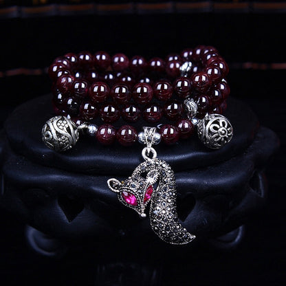 Fashion Jewelry Accessory Garnet Beads Bracelet, Aquamarine & Longevity Lock, White Jade, Pink Crystal & Cat, Pink Crystal & Elephant & Fish, Red Agate & Elephant, Red Agate & Pi Xiu, Violitde, Garnet, Blue Sandstone & Calabash, Red Agate & Buddha Head