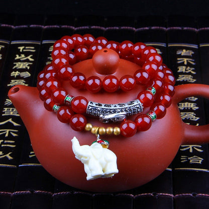 Fashion Jewelry Accessory Garnet Beads Bracelet, Aquamarine & Longevity Lock, White Jade, Pink Crystal & Cat, Pink Crystal & Elephant & Fish, Red Agate & Elephant, Red Agate & Pi Xiu, Violitde, Garnet, Blue Sandstone & Calabash, Red Agate & Buddha Head