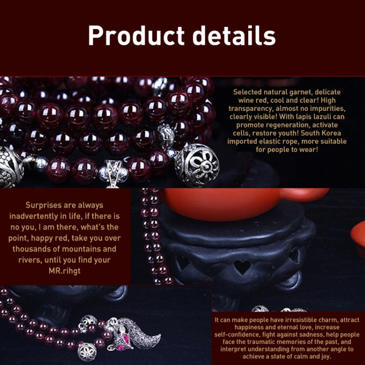 Fashion Jewelry Accessory Garnet Beads Bracelet, White Jade, Pink Crystal & Cat, Pink Crystal & Elephant & Fish, Red Agate & Elephant, Red Agate & Pi Xiu, Violitde, Garnet, Blue Sandstone & Calabash, Red Agate & Buddha Head, Aquamarine & Longevity Lock