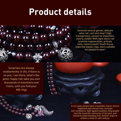 Fashion Jewelry Accessory Garnet Beads Bracelet, Aquamarine & Longevity Lock, White Jade, Pink Crystal & Cat, Pink Crystal & Elephant & Fish, Red Agate & Elephant, Red Agate & Pi Xiu, Violitde, Garnet, Blue Sandstone & Calabash, Red Agate & Buddha Head
