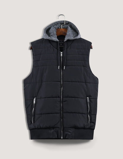 Black Hooded Gilet Jacket