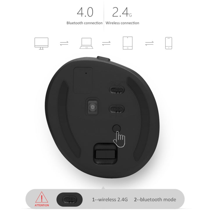 DELUX M618 Mini 2.4G Wireless 2400DPI USB Rechargeable Ergonomic Vertical Mouse, M618 Grey