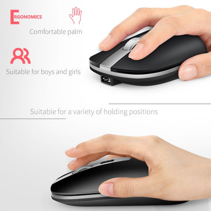 HXSJ M30 Rechargeable Wireless Mouse Metal Wheel Mute 2.4G Office Mouse 500 mAh Built-in Battery
