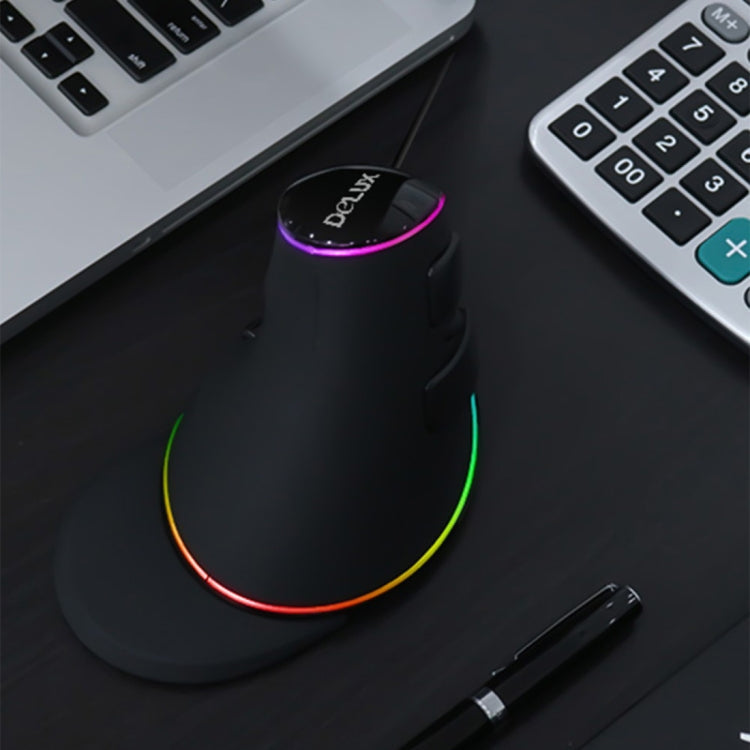 DELUX M618 Plus RGB Wired Optical Mouse Ergonomic Vertical Mouse 4000DPI, 4000DPI Wired