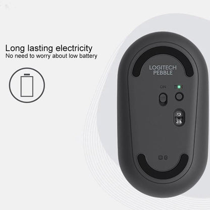 Logitech Pebble Cobblestone Shape Thin 3-keys 1000DPI Mute Wireless Bluetooth Optical Mouse, Wireless Range: 10m